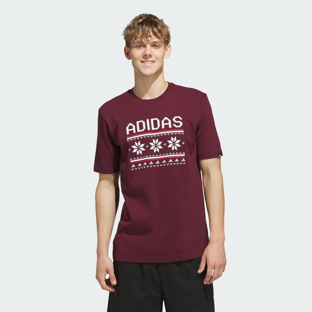 NWT Adidas Men's Vacation Print Graphic T-Shirt in Maroon size Medium